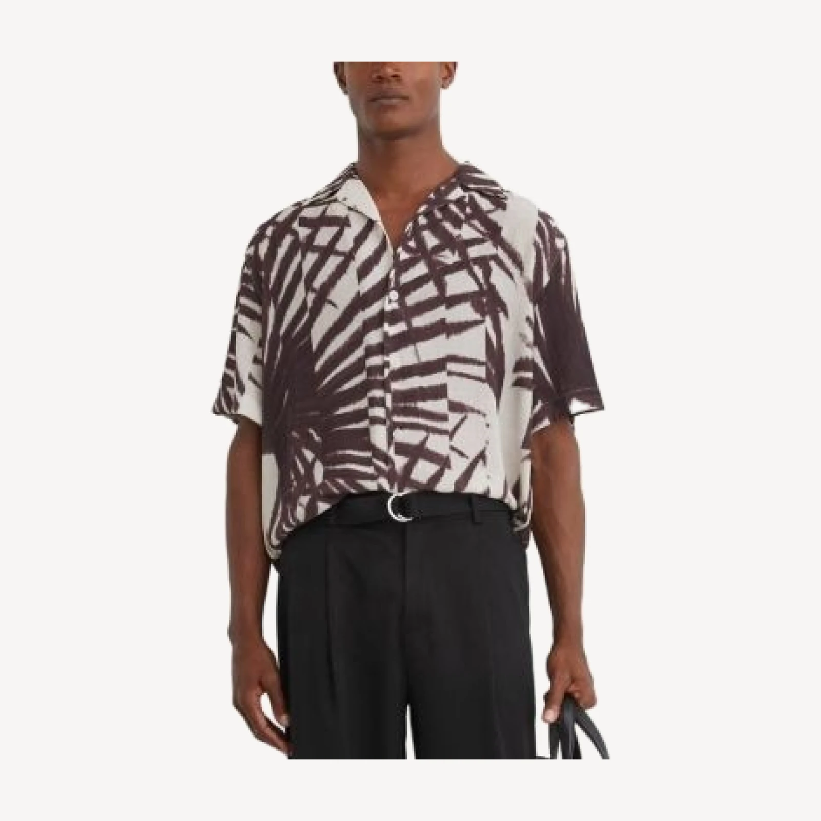 Reiss Shindora Palm Print Cuban Collar Shirt