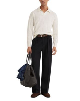 Reiss Compton Wool Open Collar Square Pattern Polo Shirt