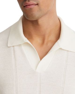 Reiss Compton Wool Open Collar Square Pattern Polo Shirt