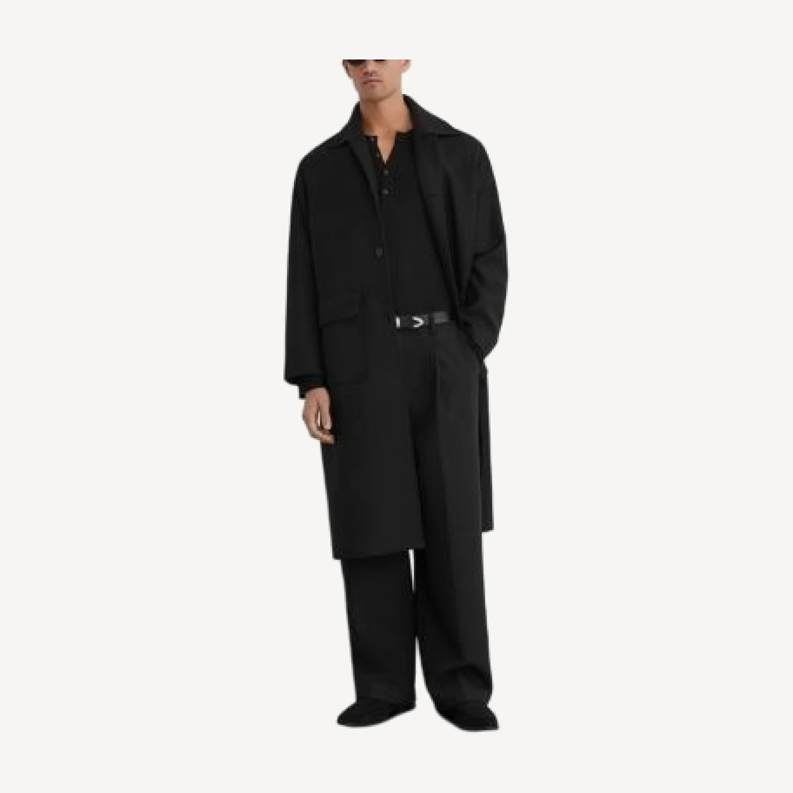 Reiss Clyde Wool Blend Zip Through Twill Overcoat