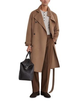 Reiss Selation Wool Blend Tie Waist Long Overcoat