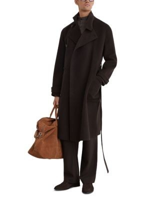 Reiss Wool Blend Tie Waist Long Overcoat