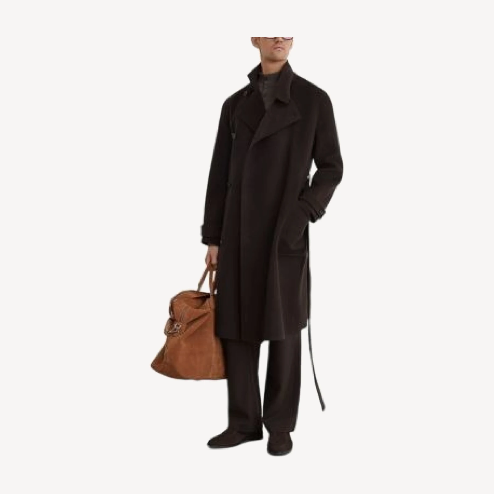 Reiss Wool Blend Tie Waist Long Overcoat