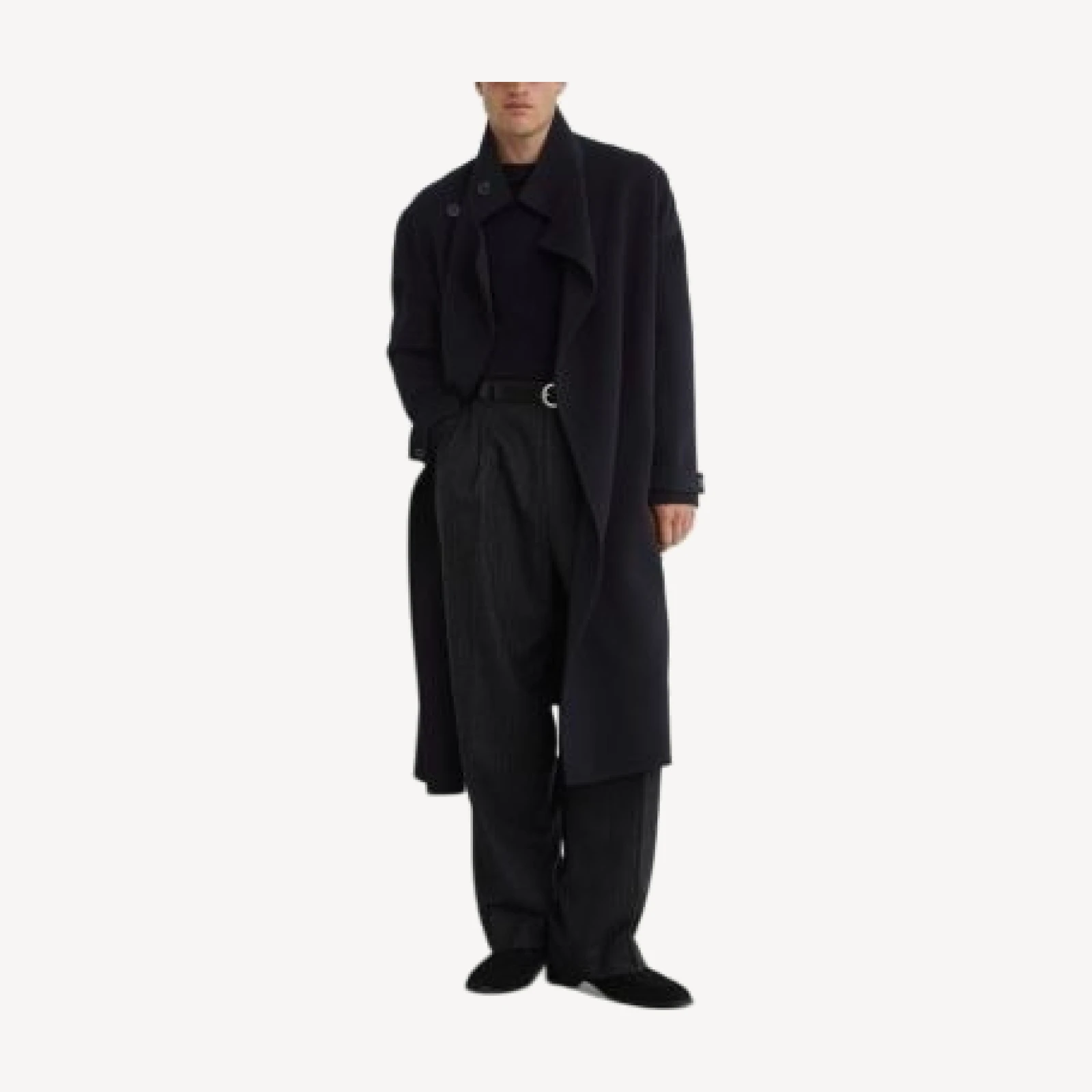 Reiss Selation Wool Blend Tie Waist Long Overcoat