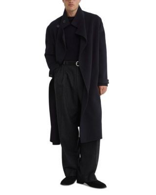 Reiss Selation Wool Blend Tie Waist Long Overcoat