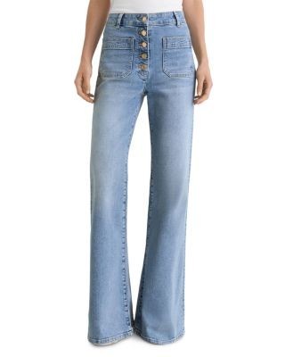 Reiss High Rise Flared Jeans in Light Blue