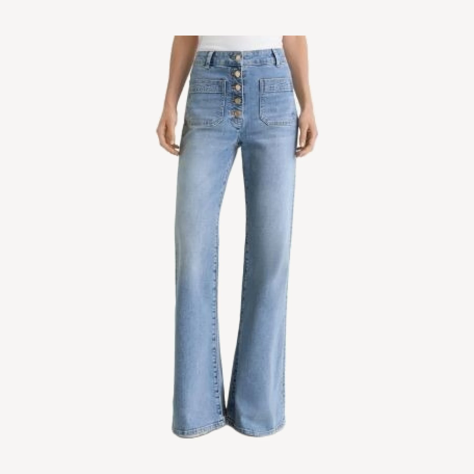 Reiss High Rise Flared Jeans in Light Blue