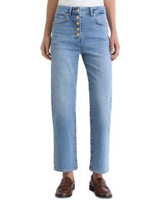 Reiss Cropped Straight Jeans in Light Blue