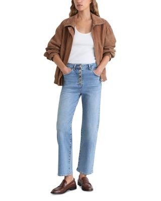 Reiss Cropped Straight Jeans in Light Blue