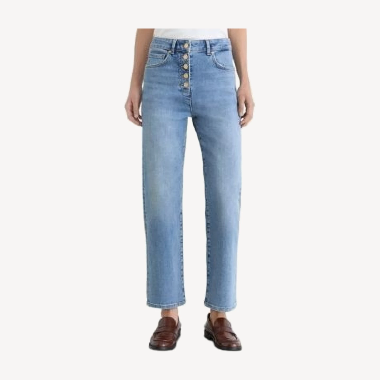 Reiss Petites Lana High Rise Straight Jeans in Light Blue