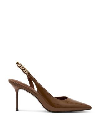 Reiss Women's Lucia Chain Detail Patent Leather Slingback Pumps