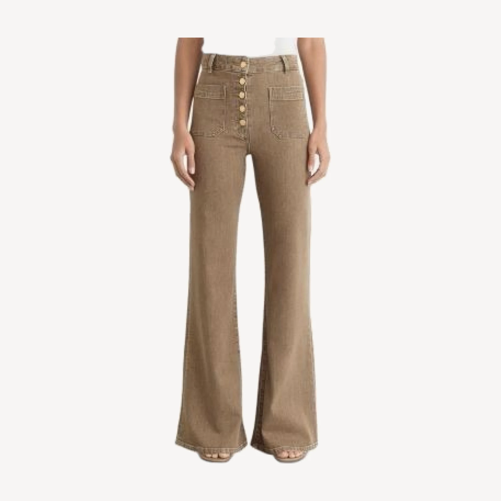 Reiss Cali High Rise Flare Leg Jeans in Light Brown