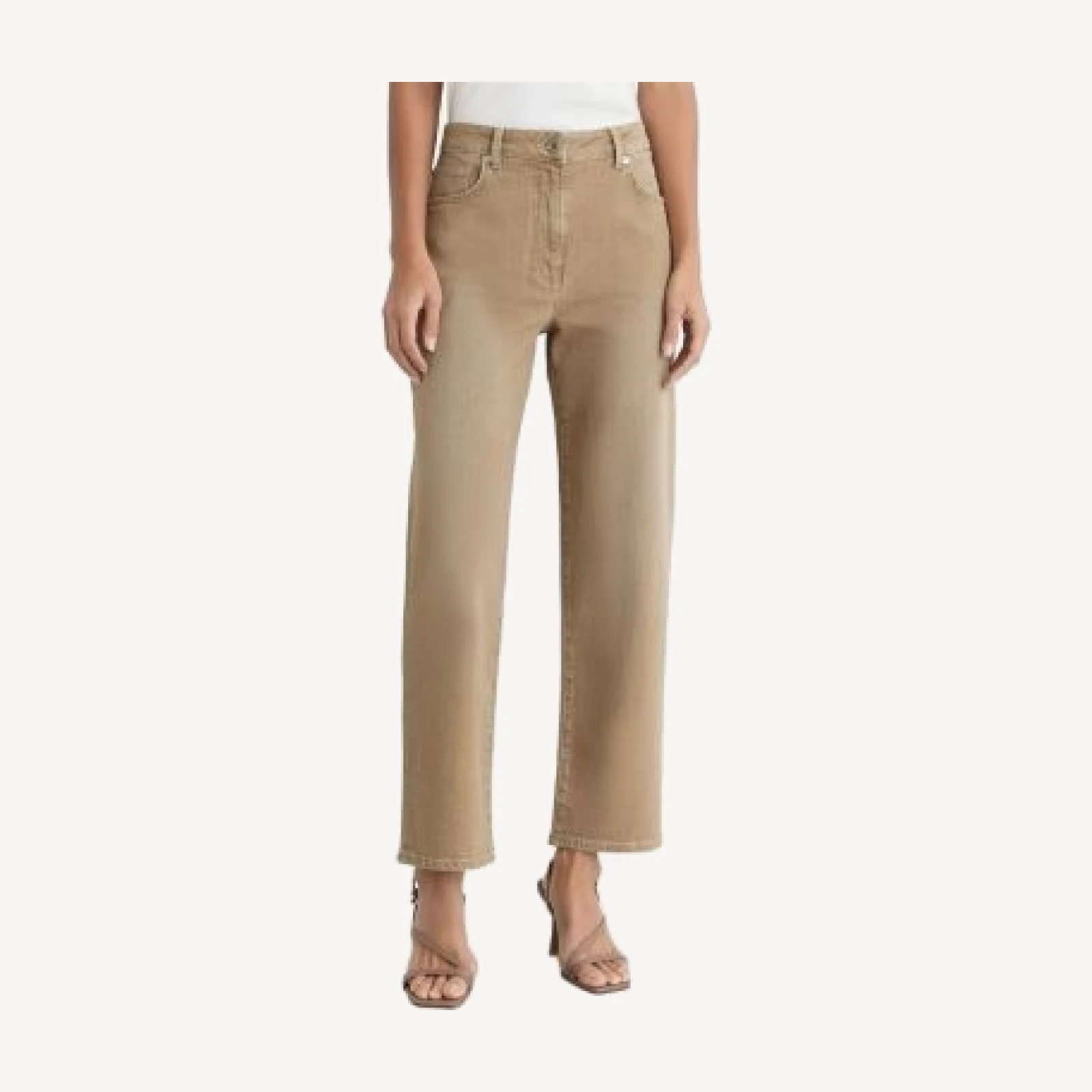 Reiss Petites Selin Mid Rise Straight Leg Jeans in Neutral