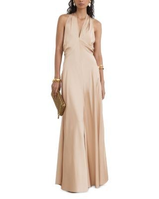 Reiss Satin Halter Neck Maxi Dress
