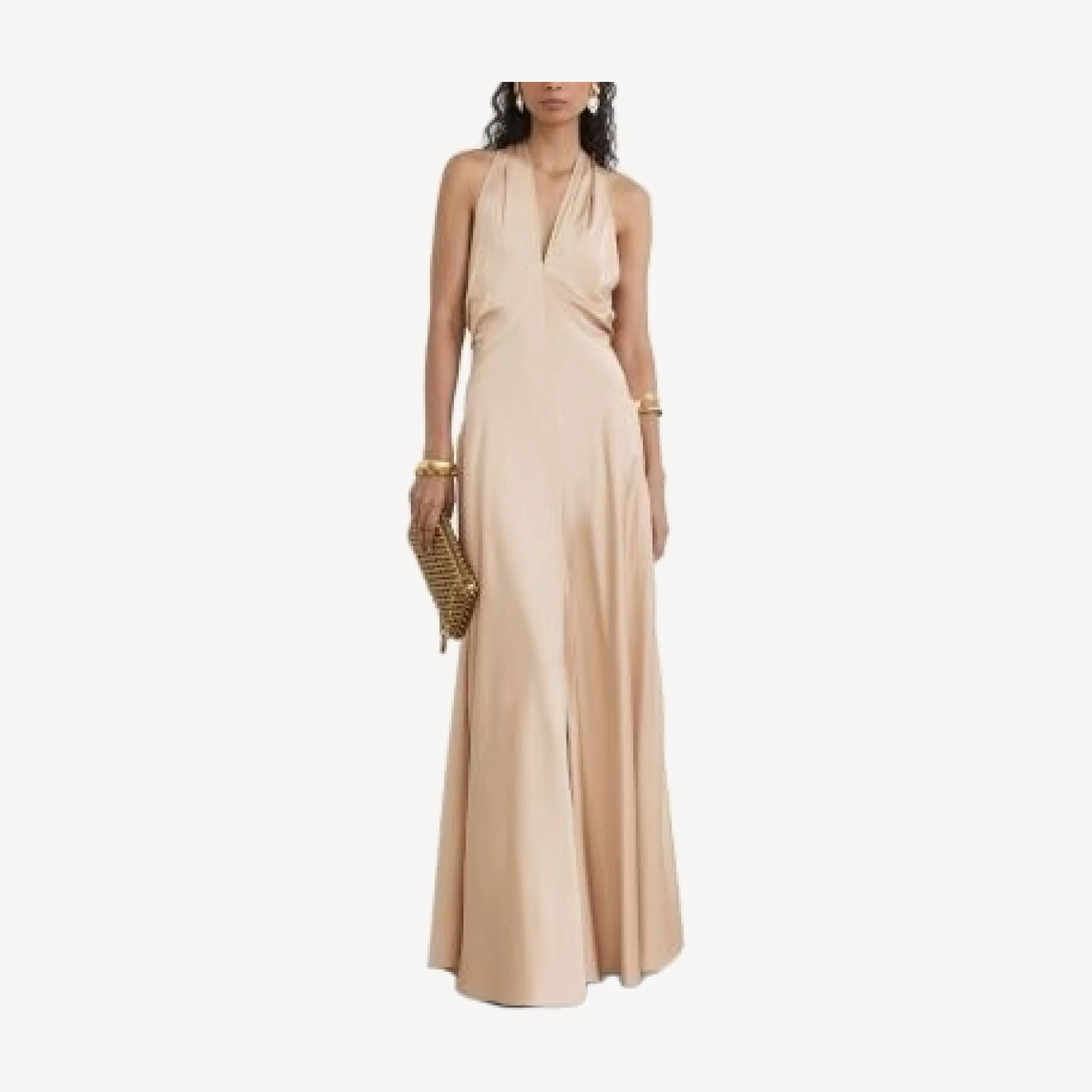 Reiss Satin Halter Neck Maxi Dress