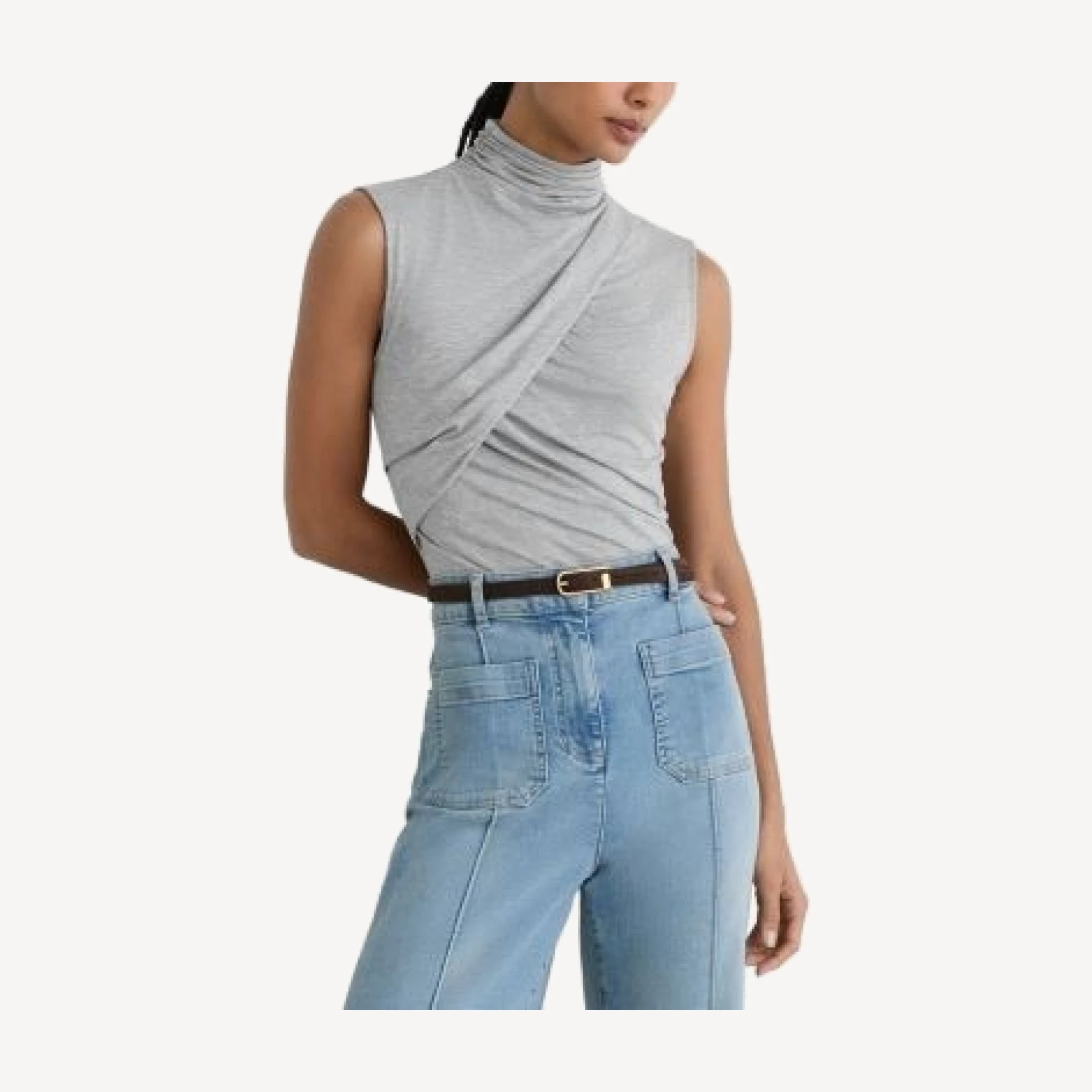 Reiss Wanda Ruched High Neck Top