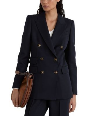 Reiss Petite Lauryn Double Breasted Twill Blazer