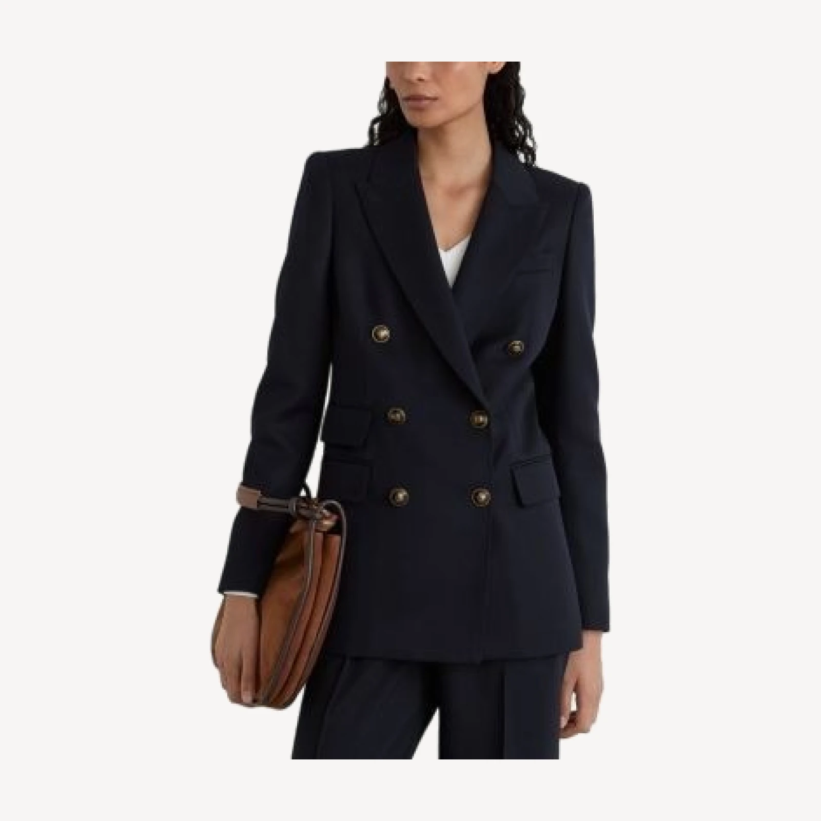 Reiss Petite Lauryn Double Breasted Twill Blazer
