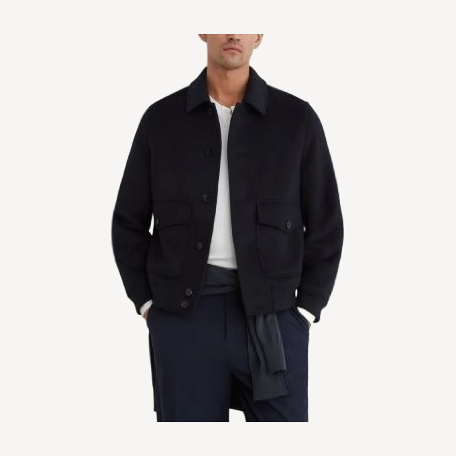 Reiss Deluca Chocolate Brown Point Collar Button Jacket