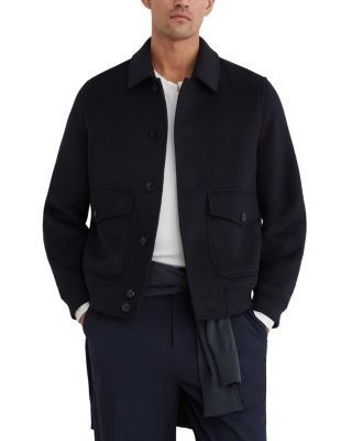 Reiss Deluca Chocolate Brown Point Collar Button Jacket