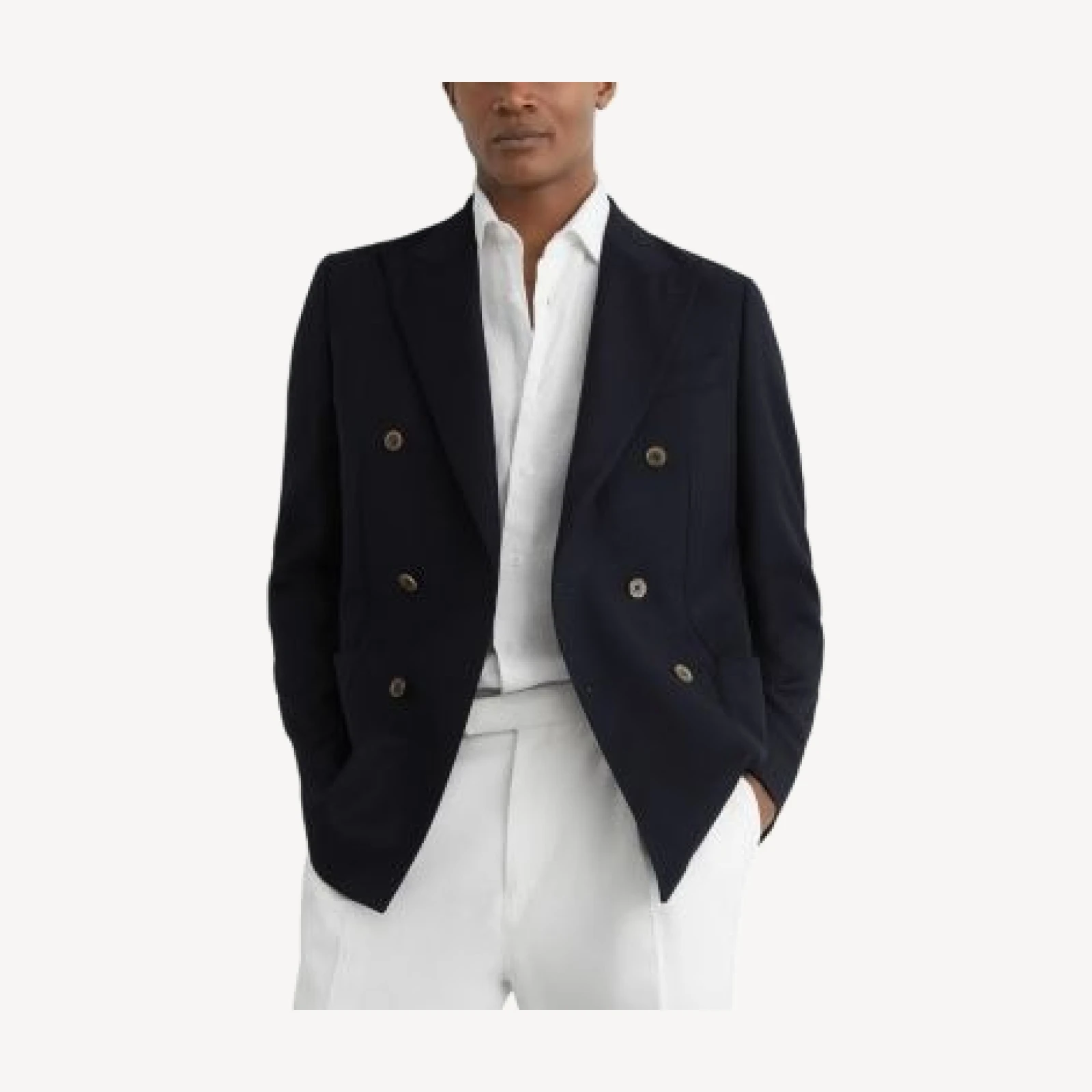 Reiss Osteria Tailored Fit Double Breasted Peak Herringbone Blazer