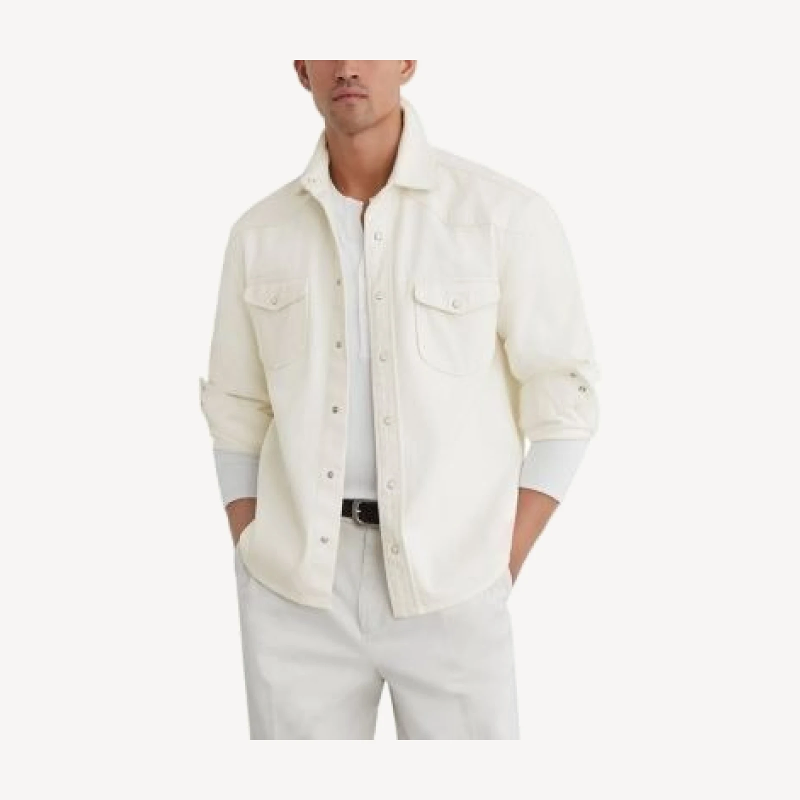 Reiss Finley Cotton Press Stud Denim Overshirt