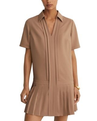 Reiss Elena Pleat Skirt Mini Dress