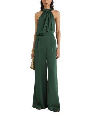 Reiss Satin Halter Neck Draped Jumpsuit