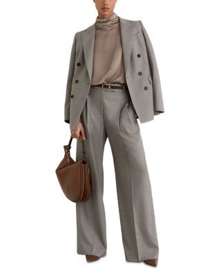 Reiss Meena High Neck Long Sleeve Silk Top