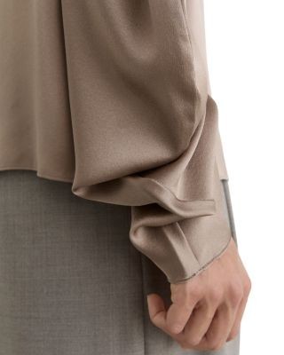 Reiss Meena High Neck Long Sleeve Silk Top