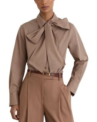 Reiss Elowen Cotton Bow Blouse