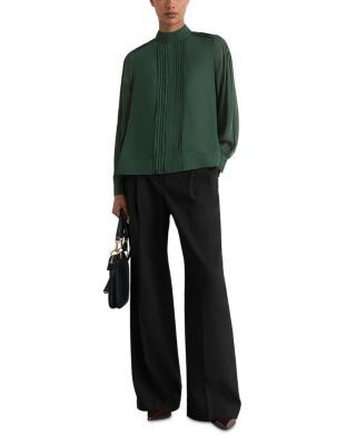 Reiss Pintuck High Neck Blouse