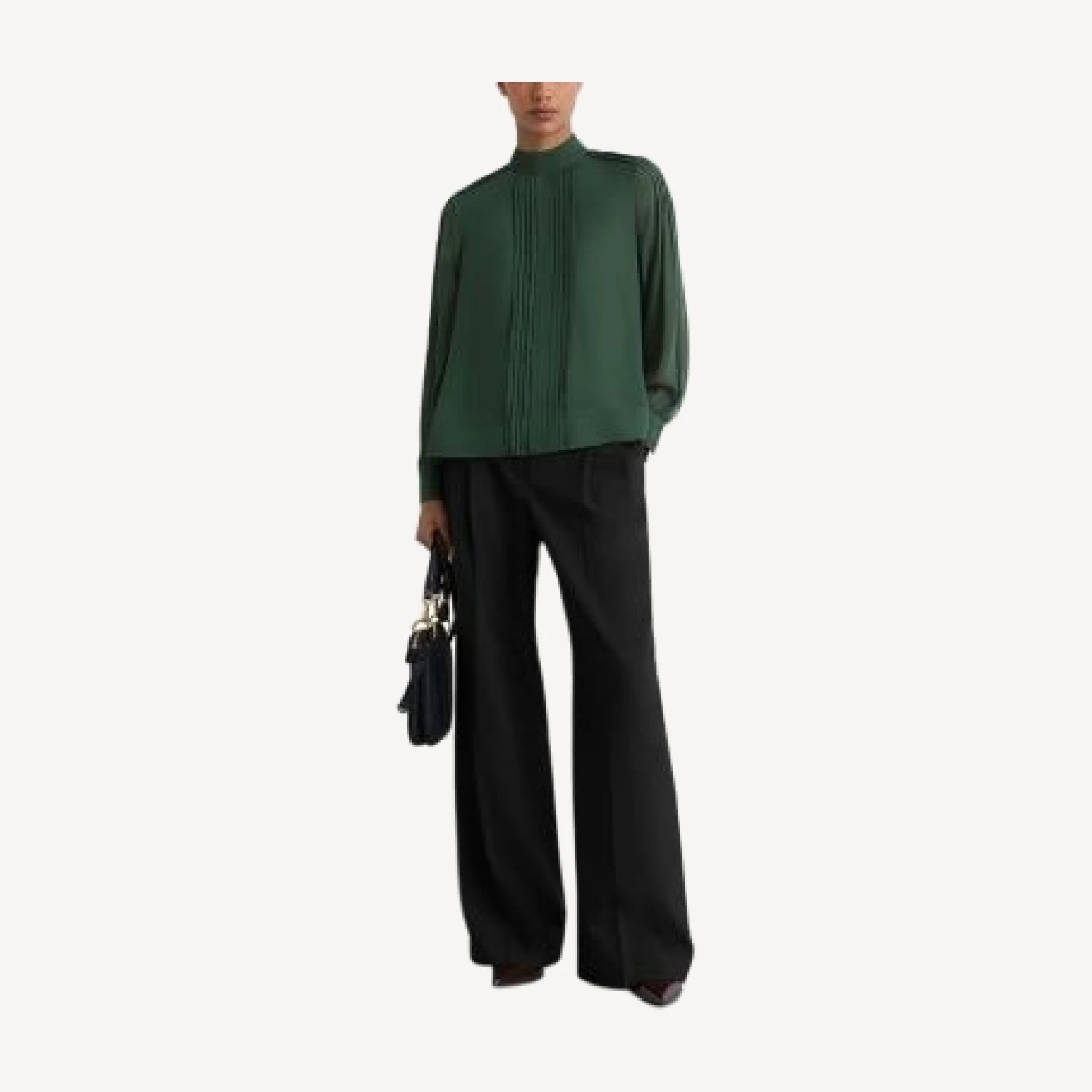 Reiss Pintuck High Neck Blouse