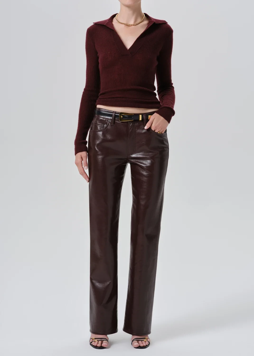 Genova Low Rise Recycled Leather Boot in Burgundy