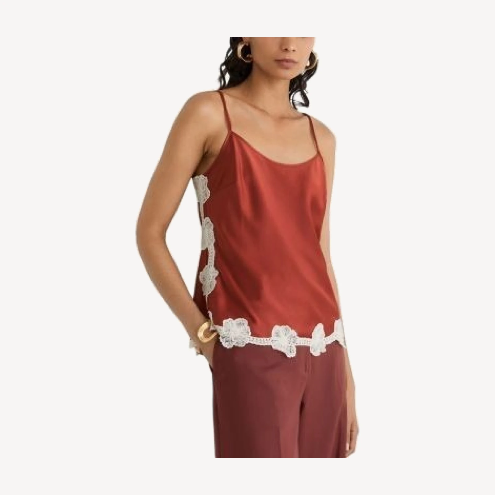 Reiss Doa Floral Lace Trim Satin Cami
