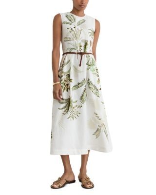 Reiss Palma Linen Midi Dress
