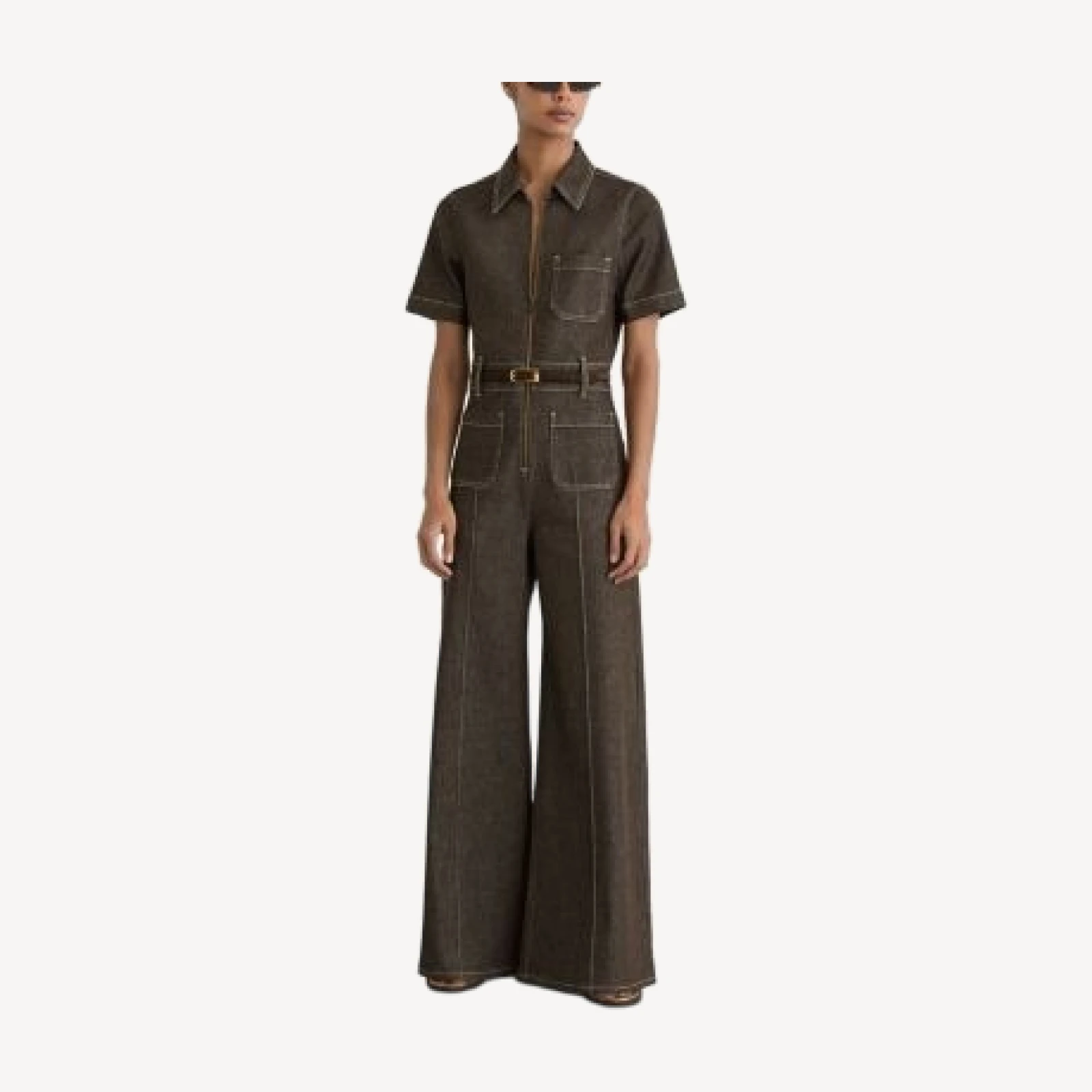 Reiss Danie Denim Cotton Stretch Jumpsuit