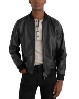 Reiss Strain Leather Bomber Jacket