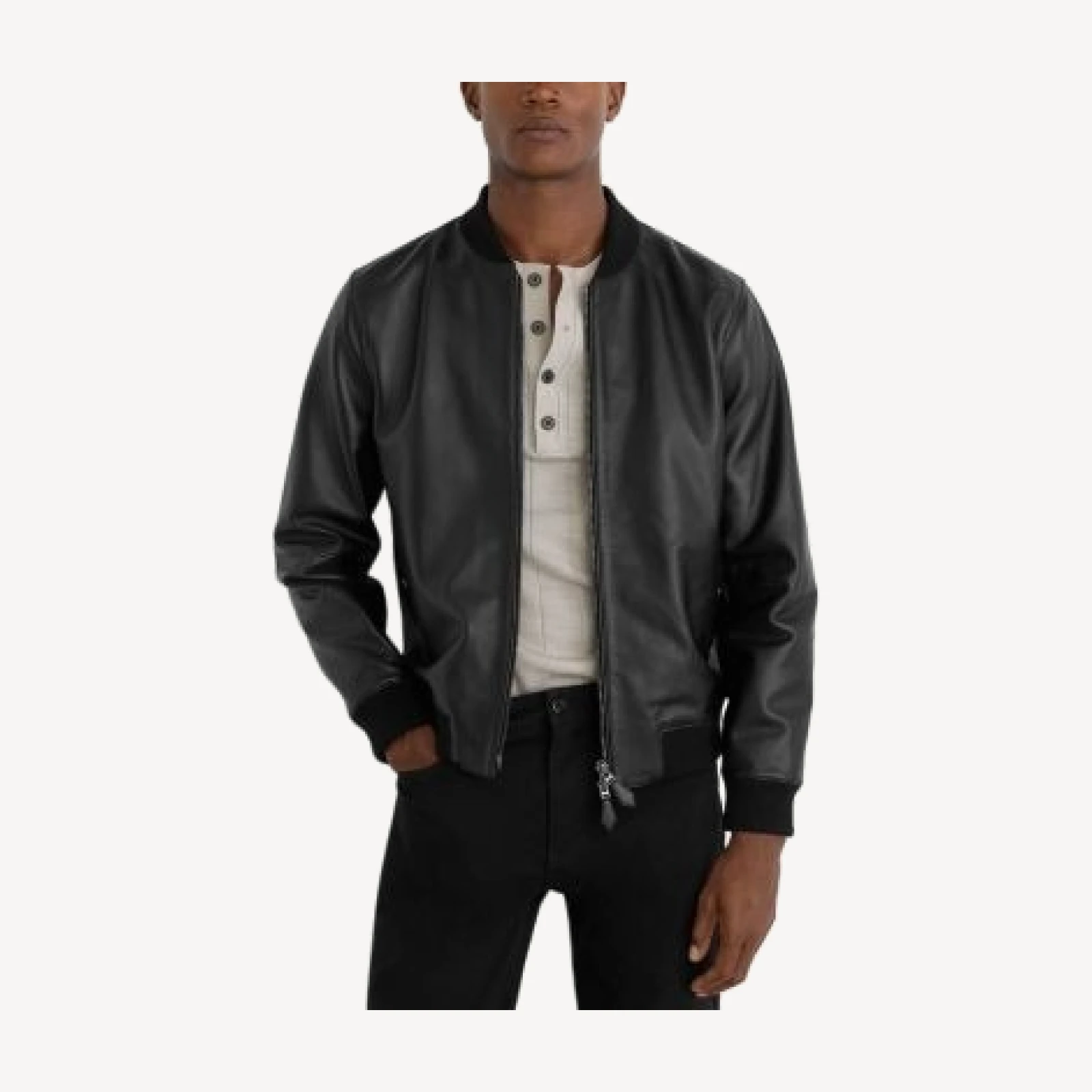 Reiss Strain Leather Bomber Jacket