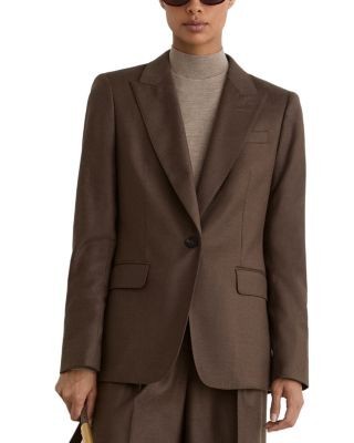 Reiss Petite Derby Wool Blend One Button Blazer