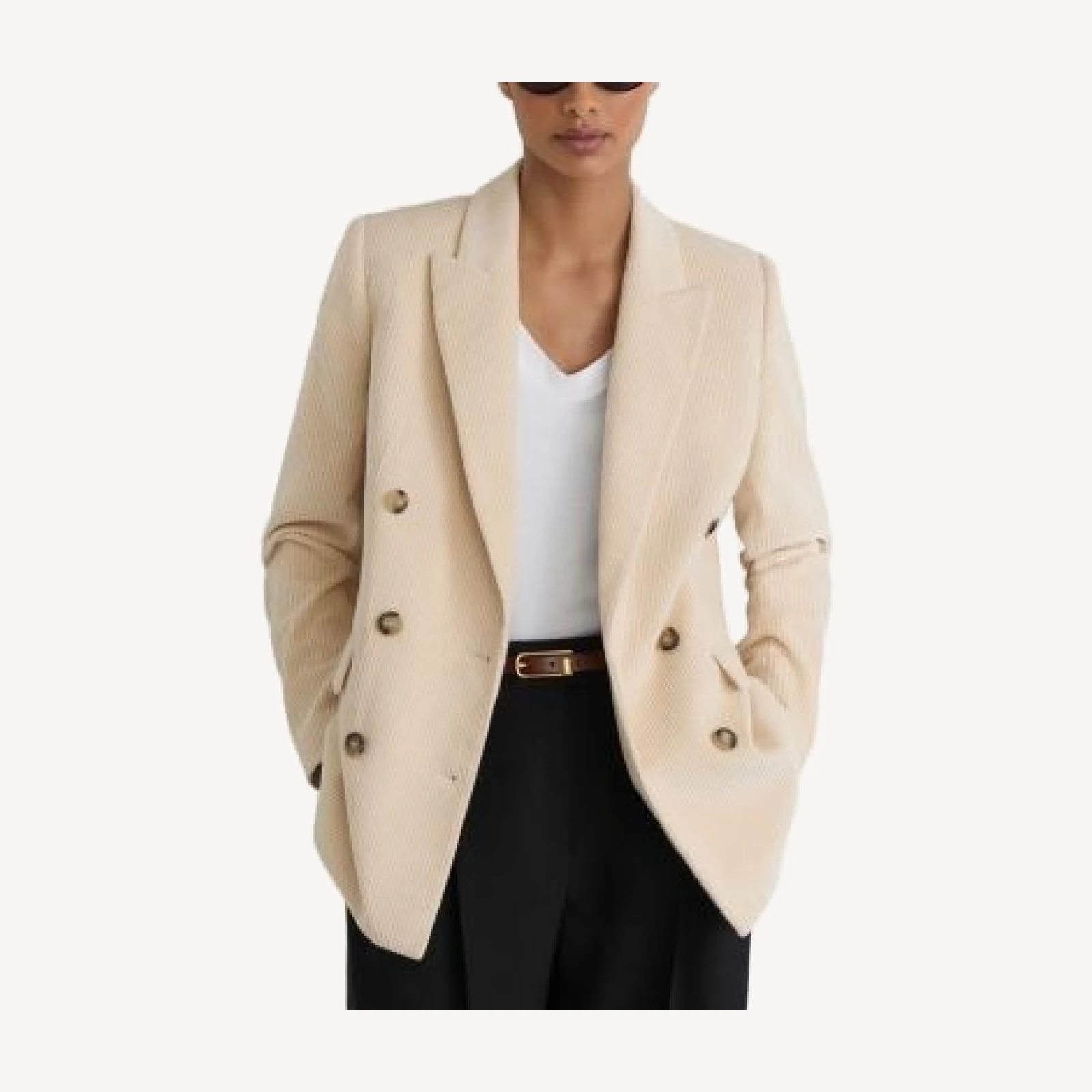 Reiss Sadie Cotton Double Breasted Blazer