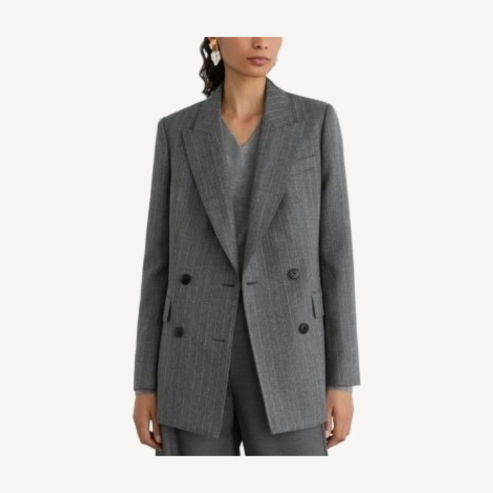 Reiss Petite Astrid Herringbone Wool Double Breasted Blazer