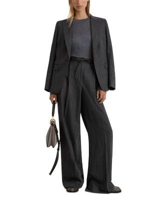 Reiss Derby Wool Blend Wide Leg Pants