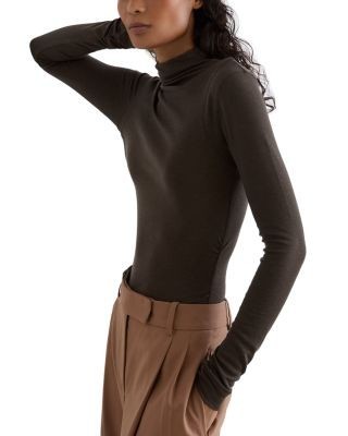 Reiss Heidi Ruched Mock Neck Top