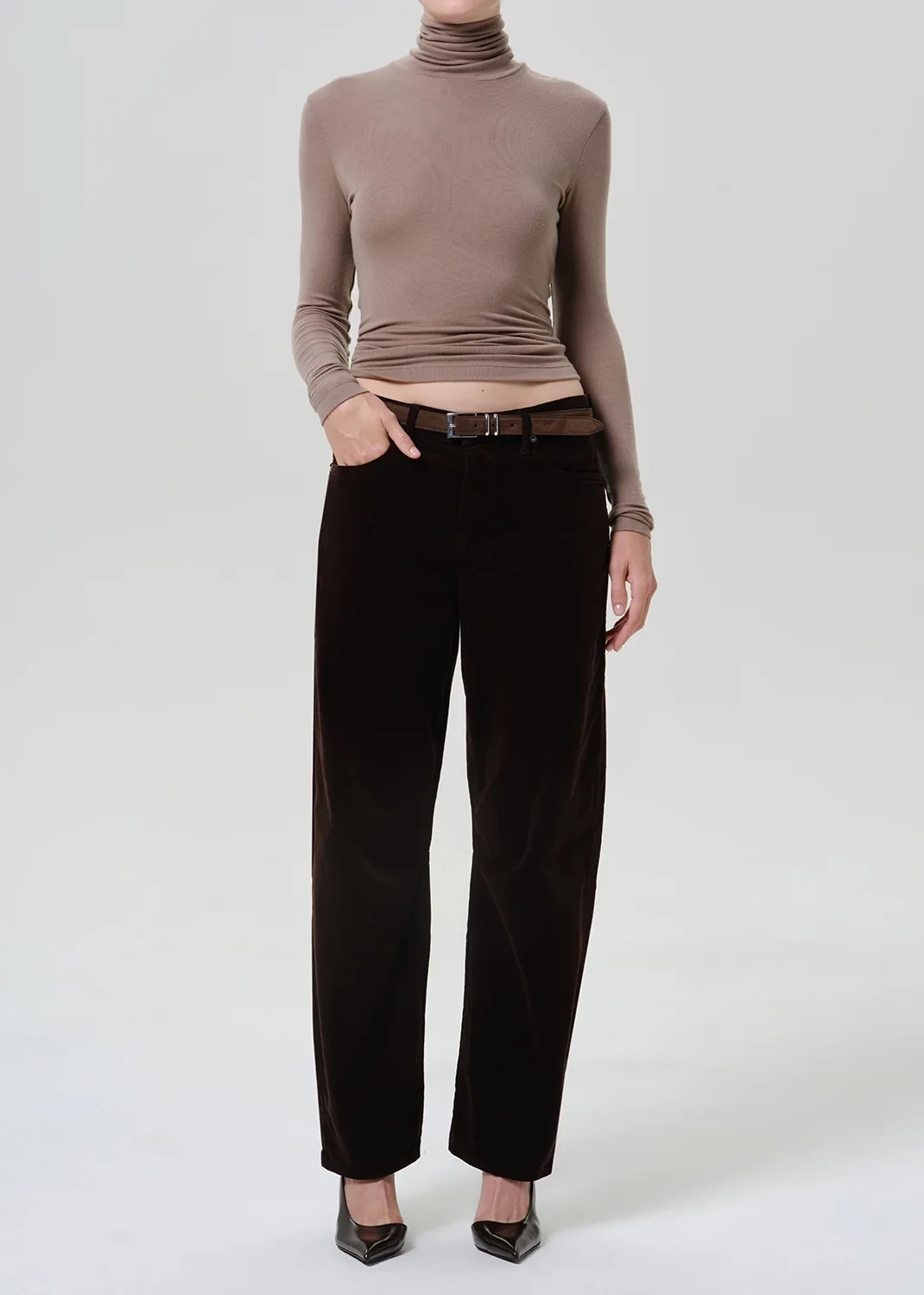 Miro Long Relaxed Baby Stretch Corduroy in Barrister