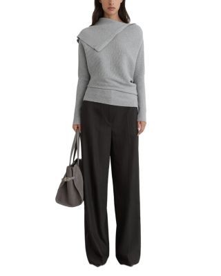 Reiss Leena Asymmetric Neck Ribbed Sweater