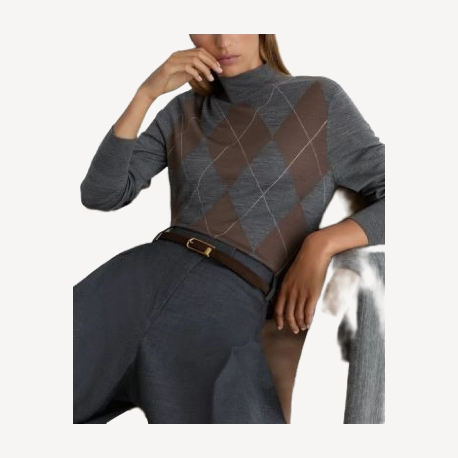 Reiss Sage Wool Argyle Sweater