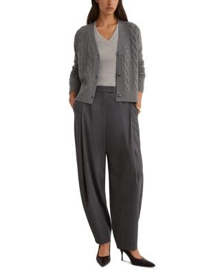 Reiss Elowen Wool & Cashmere V-Neck Cable Knit Cardigan Sweater