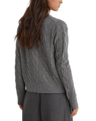 Reiss Elowen Wool & Cashmere V-Neck Cable Knit Cardigan Sweater