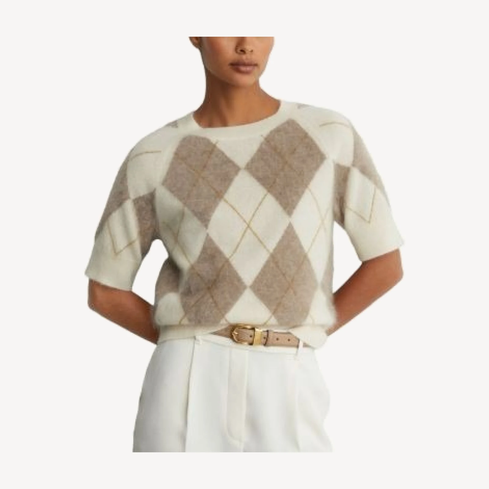 Reiss Aimee Brushed Cashmere Short Sleeve Sweater